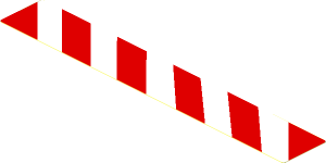 Sticker  0.9 x  5.9 with Red and White Danger Stripes Leaning Left