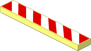 Tile  1 x  6 with Red and White Danger Stripes Leaning Left Sticker