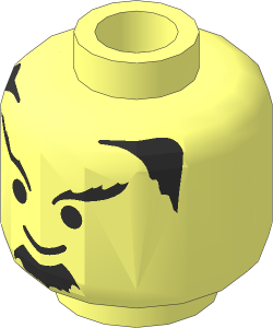 Minifig Head with Black Goatee, Eyebrows and Hair Pattern