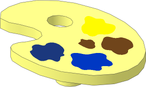 Minifig Paint Palette with Yellow and Blue Paint Spots Pattern