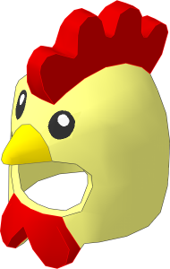 Minifig Headdress Chicken with Yellow Beak and Red Comb and Wattles Pattern