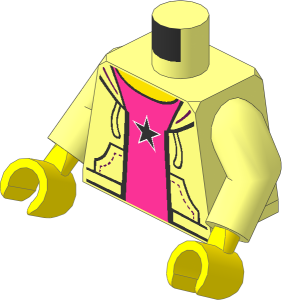Minifig Torso with Arms and Hands with Hooded Sweatshirt, Dark Purple Shirt with Silver Star Pattern