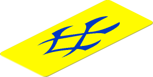 Sticker  1.8 x  0.8 with Blue Markings on Yellow Background