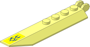 Hinge Plate  1 x  8 with Angled Side Extensions and Rectangular Underside Frame with Blue Markings on Yellow Background Sticker