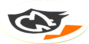 Sticker  1.8 x  1.8 Round with Orange and Black Alien Character on White Background Right
