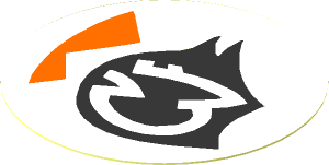 Sticker  1.8 x  1.8 Round with Orange and Black Alien Character on White Background Left