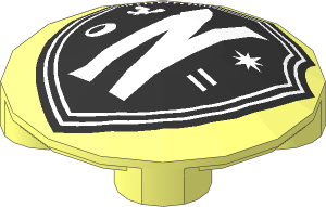 Dish  2 x  2 with Black Nevermore Academy Shield Emblem with White Border, Letter N, Raven, Moon, Star, and Equal Sign Pattern