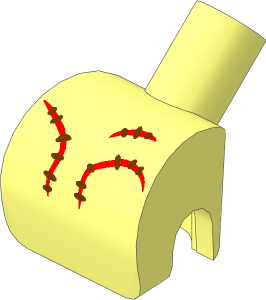 Figure Hand with Bottom Stud Tube and 45° Wrist Bar with Nougat Scars Pattern