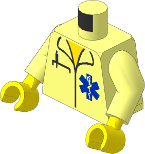 Minifig Torso with Arms and Hands with Hospital EMT Star of Life, Open Collar, Pocket Pen Pattern