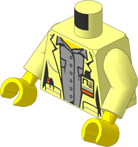 Minifig Torso with Arms and Hands with Female Grey Shirt under Laboratory Smock Pattern