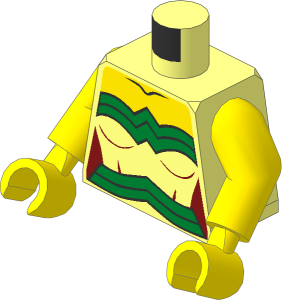 Minifig Torso with Arms and Hands with Female Gold Trim and Gold Belt Pattern