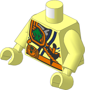 Minifig Torso with Arms and Hands with Belt, Pouch, Knife, Scabbard and Earth Power Emblem Pattern