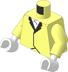 Minifig Torso with Arms and White Hands with Riding Jacket Pattern
