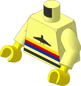 Minifig Torso with Arms and Hands with Airplane Logo Pattern