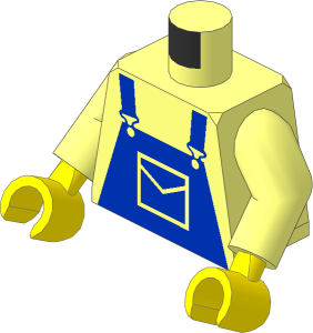 Minifig Torso with Arms and Hands with Blue Dungarees Pattern