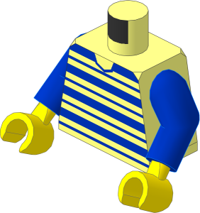 Minifig Torso with Blue Arms and Hands with Blue Horizontal Stripes Pattern