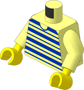 Minifig Torso with Arms and Hands with Blue Horizontal Stripes Pattern