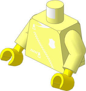 Minifig Torso with Arms and Hands with Zipper and Police Badge Plain Pattern