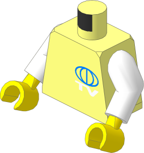 Minifig Torso with Arms and Hands with TV Logo Small Pattern