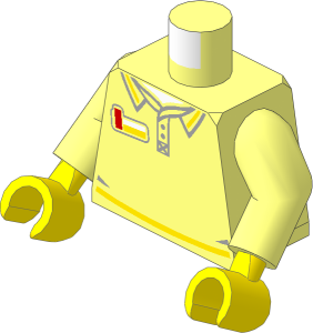 Minifig Torso with Arms and Hands with Polo Shirt, Name Badge and LEGO Logo on Back Pattern