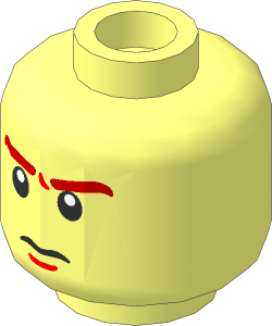 Minifig Head with LOTR Frowning / Scared 2-Sided Pattern
