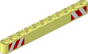 Technic Beam 11 with Red and White Danger Stripes Stickers on Both Sides