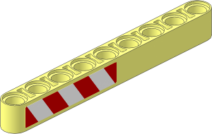 Technic Beam  9 with Red and White Diagonal Stripes Leaning Left Sticker