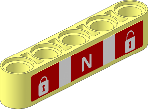 Technic Beam  5 with Closed/Open Padlocks and Letter "N" on Red Background Sticker