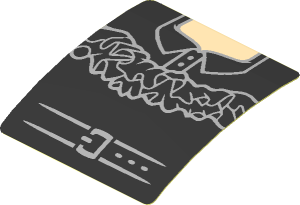 Sticker  1.9 x  1.8 with Black and Dark Nougat Top with Lace and Belt (Formed)