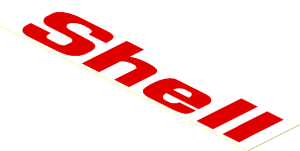 Sticker  1.2 x  5.3 with "Shell" sign on White Background
