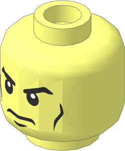Minifig Head with Black Eyebrows, Dark Nougat Cheek Lines, White Pupils and Frown Pattern