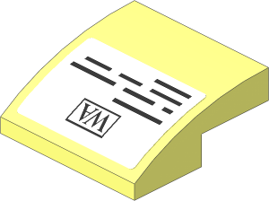 Slope Brick Curved  2 x  2 x  0.667 with "WA" Header Letter Sticker