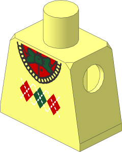 Minifig Torso with Knit Argyle Sweater Vest with Dark Green Bow Tie Pattern