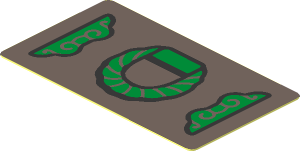 Sticker  1 x  1.7 with Drawer with Gold Handle and Ornaments