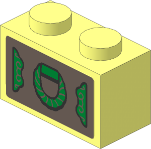Brick  1 x  2 with Drawer with Gold Handle and Ornaments Sticker