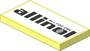Tile  2 x  4 with Black "ALL FOR ONE allinol" on White Background Sticker