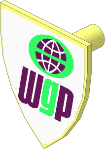 Minifig Shield Triangular with "WGP" Logo on White Background Sticker