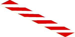 Sticker  0.9 x  5.9 with Red and White Danger Stripes Leaning Right