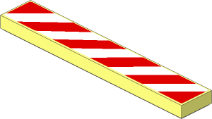 Tile  1 x  6 with Red and White Danger Stripes Leaning Right Sticker