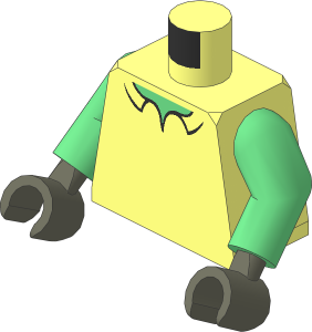 Minifig Torso with Sand Green Arms and Dark Bluish Grey Hands with Shirt Collar and Sand Green Neck Pattern