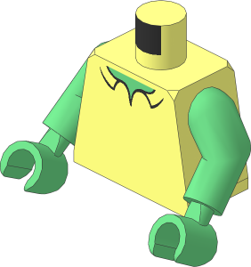 Minifig Torso with Sand Green Arms and Hands with Shirt Collar and Sand Green Neck Pattern