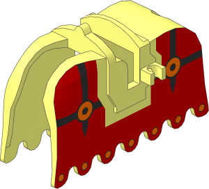 Animal Horse Barding with Black Lines and Orange Circles on Red Pattern