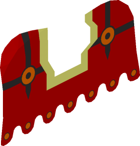 ~Animal Horse Barding with Black Lines and Orange Circles on Red Pattern - Half