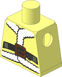 Minifig Torso with White Fur Jacket and Black Belt with Metallic Copper Buckle Pattern