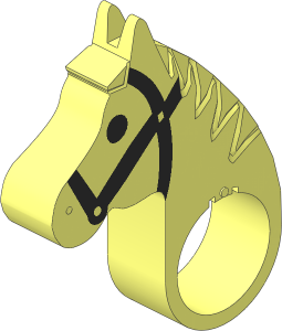 Animal Horse Head with Black/Metallic Silver Tack Pattern