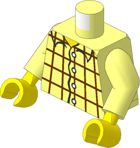 Minifig Torso with Arms and Hands with Blue Plaid Shirt Pattern