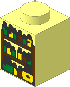 Brick  1 x  1 with Potion Bottles on Shelves Pattern