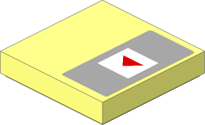 Tile  2 x  2 with Red Arrow Down in White Square Right Sticker