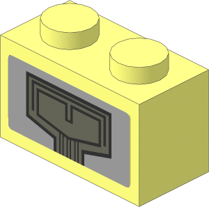 Brick  1 x  2 with Dark Bluish Grey Panel with Black Lines Sticker