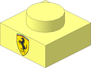 Plate  1 x  1 with Logo Ferrari Badge Rounded Pattern
